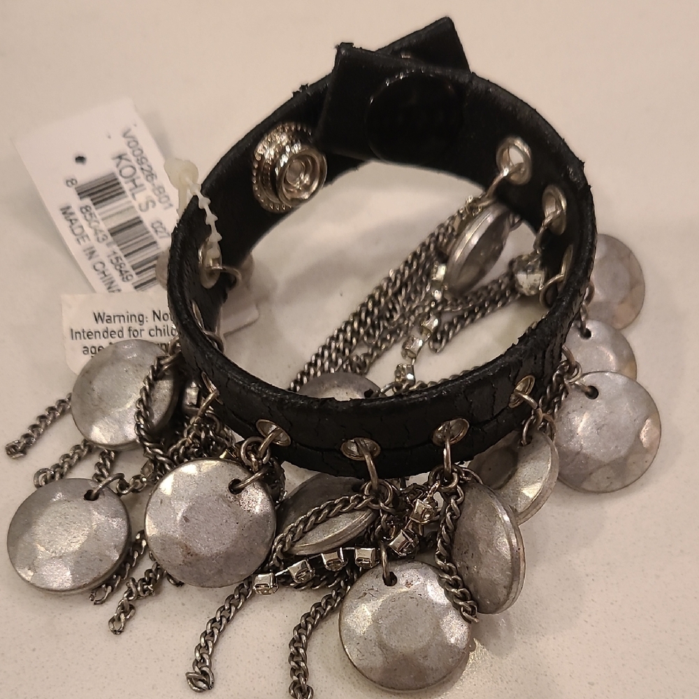 Kohl's Silver and Black Layered Bracelet
